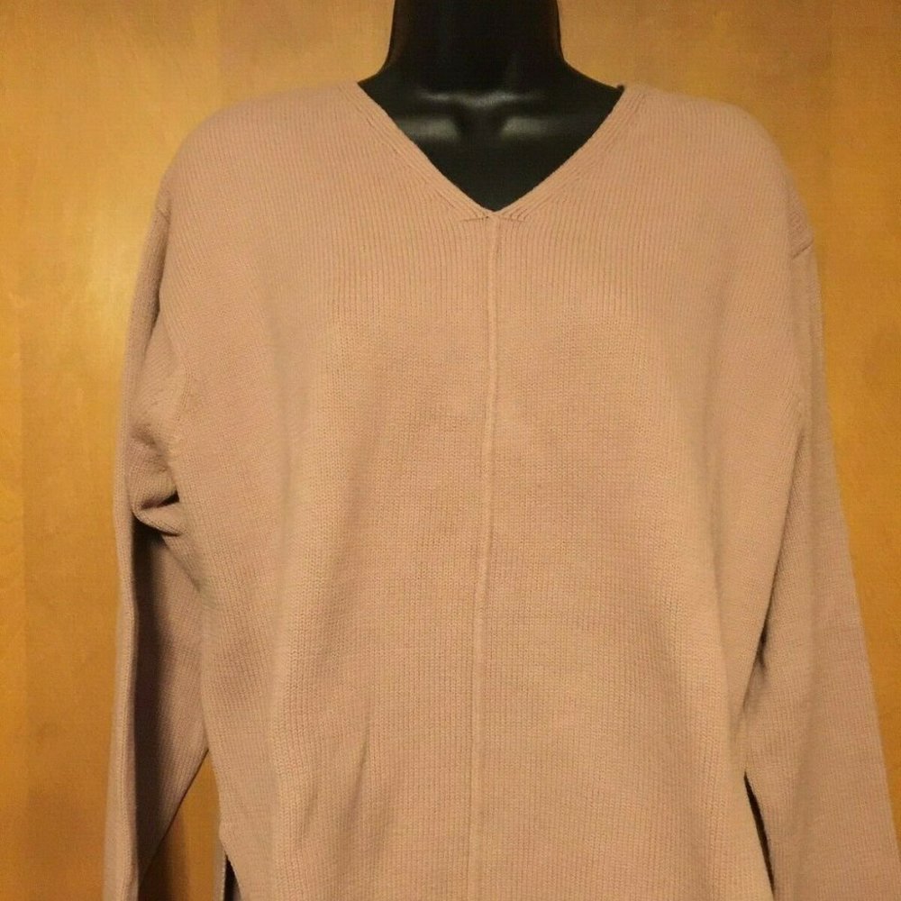 J. JILL 100% COTTON V-NECK LONG SLEEVE SWEATER